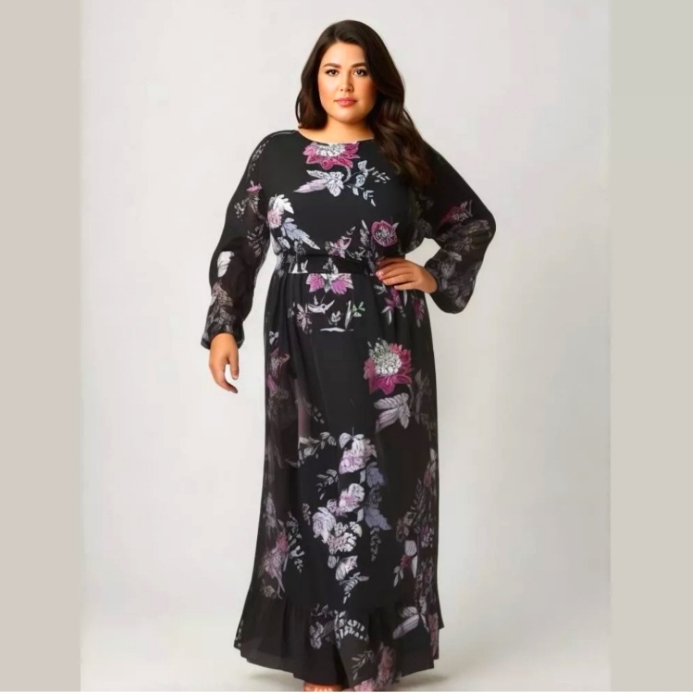 LuLaRoe Black Floral Maxi Dress